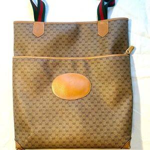 Gucci GG Supreme Canvas/Leather Sheline Old Gucci 2Way Tote Bag 15Hx13Lx4W